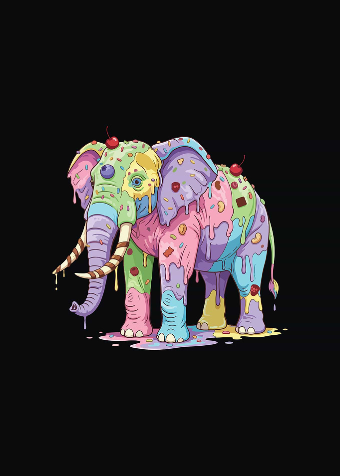 Ice Cream Elephant Dripping Dessert