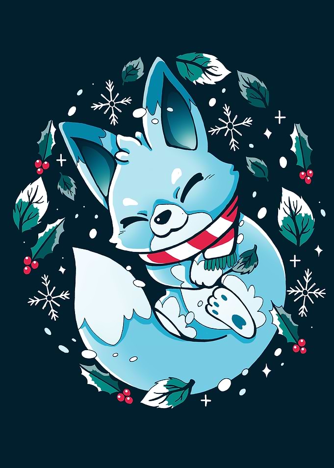 Winter Fox with Candy Cane Scarf