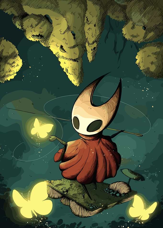 Hornet and Butterflies from Hollow Knight