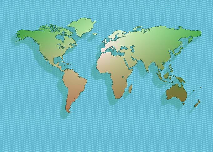 World Map Illustration on Wavy Background