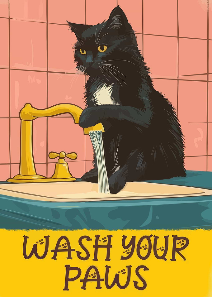 Wash Your Paws Cat Art