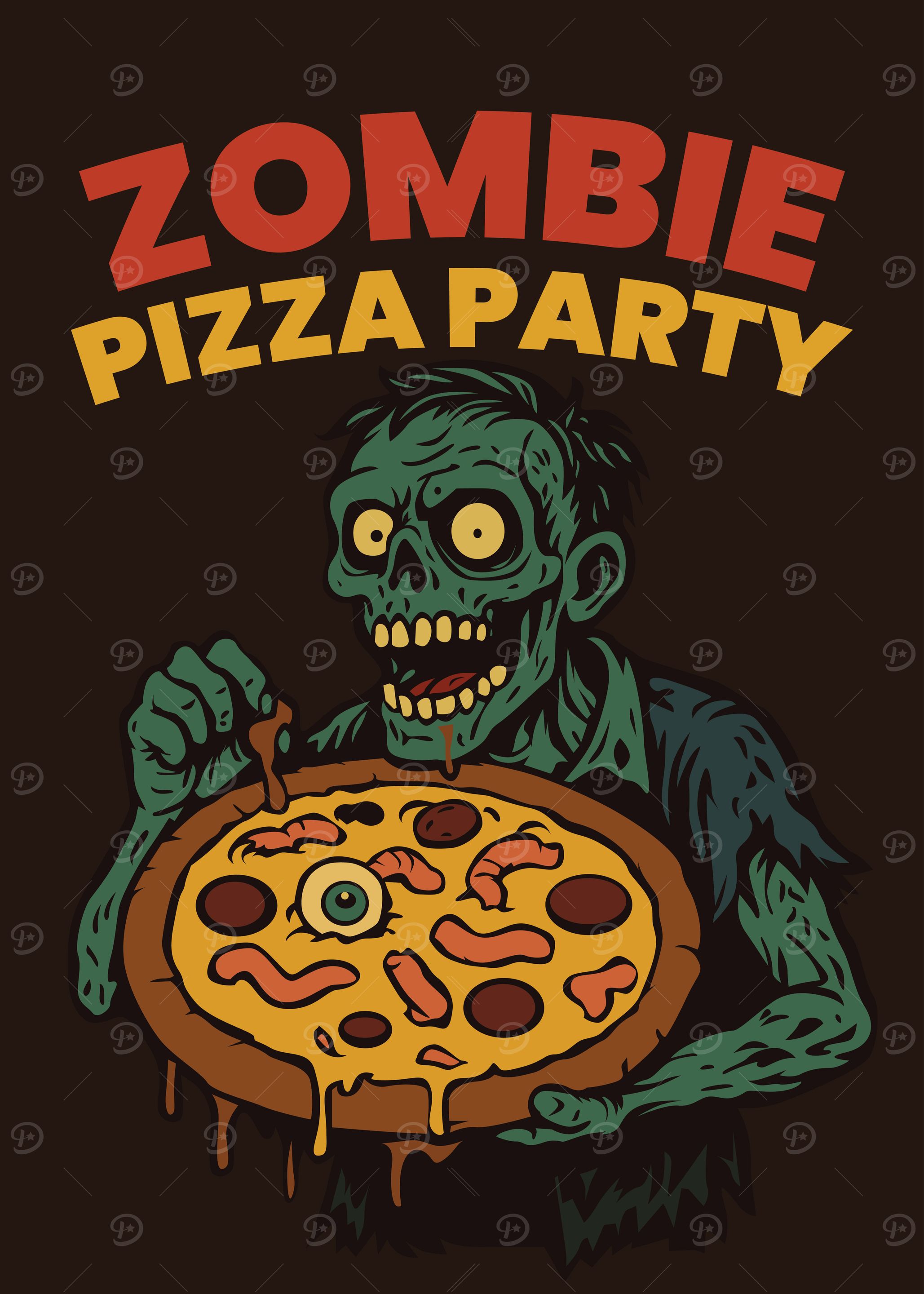 Zombie Pizza Party Illustration
