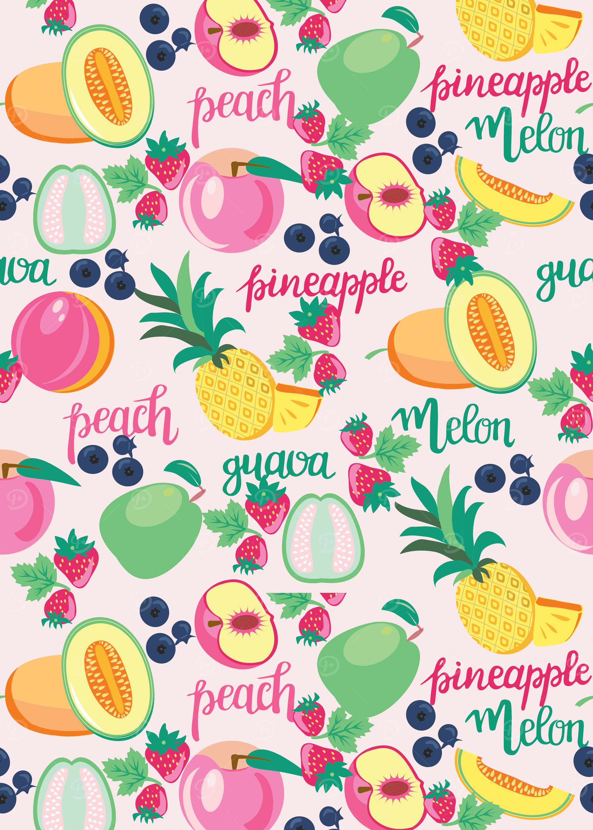 Colorful Fruit Pattern with Text