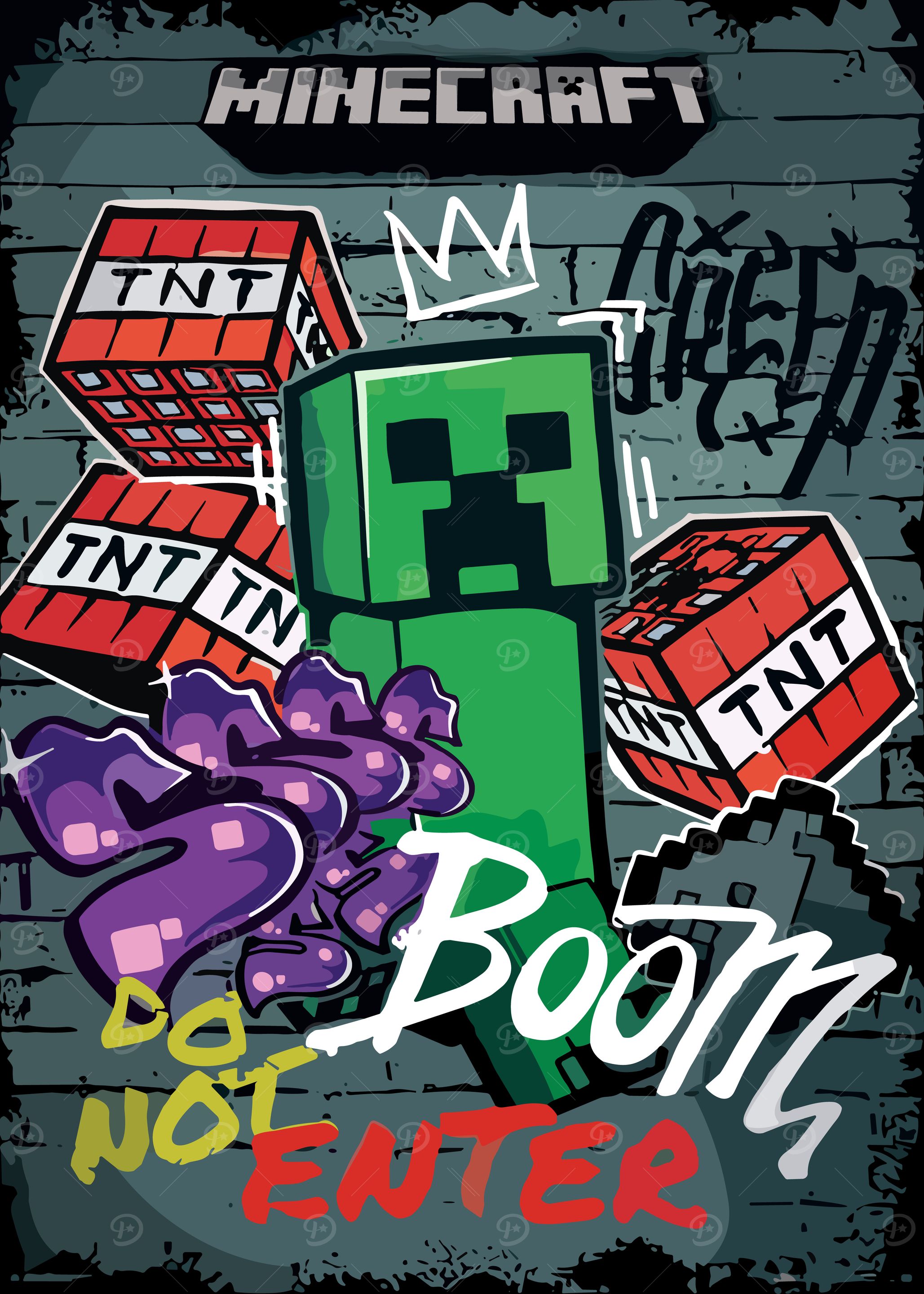 Minecraft Creeper Boom Graffiti Art
