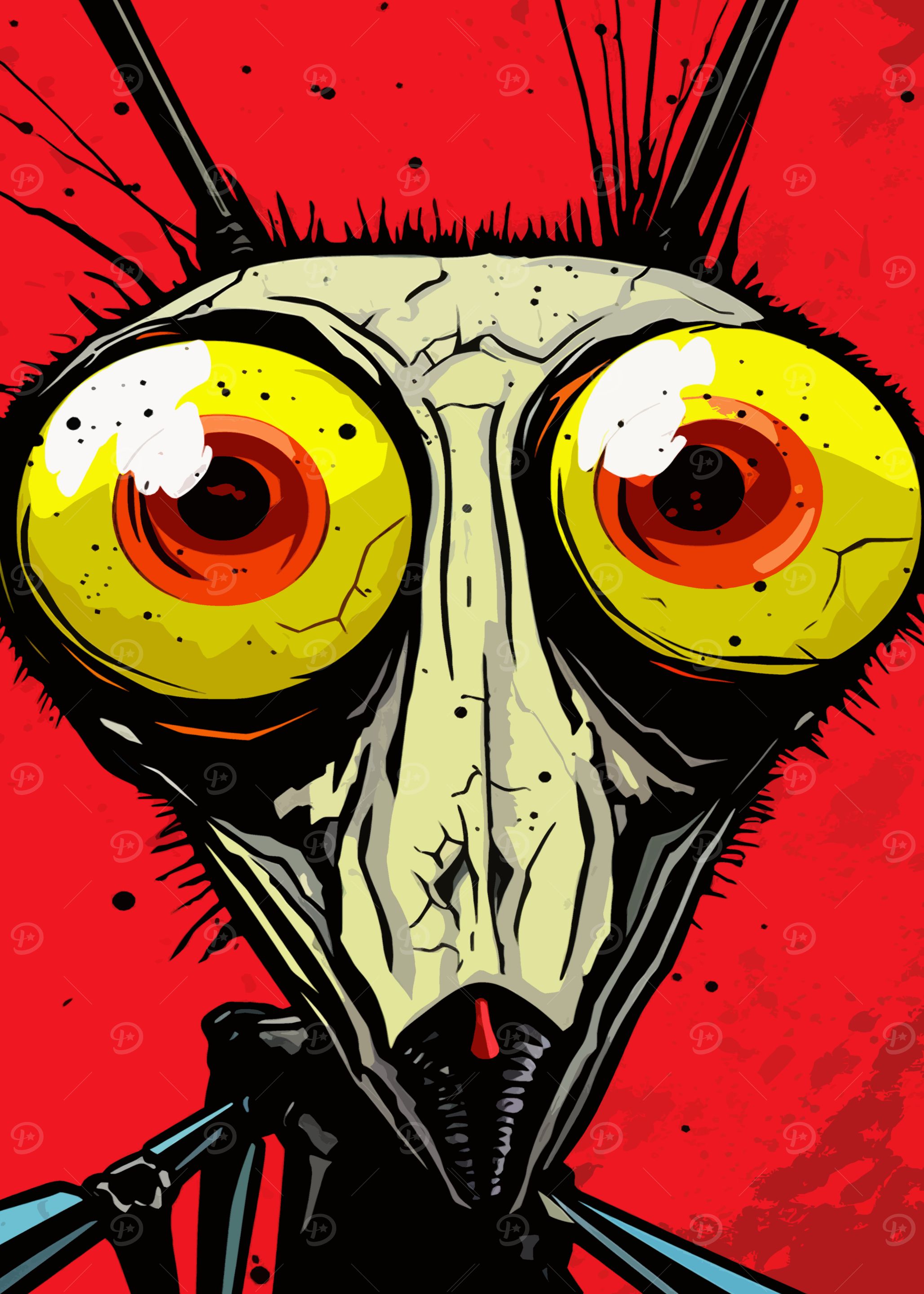 Creepy Cartoon Alien Insect Portrait