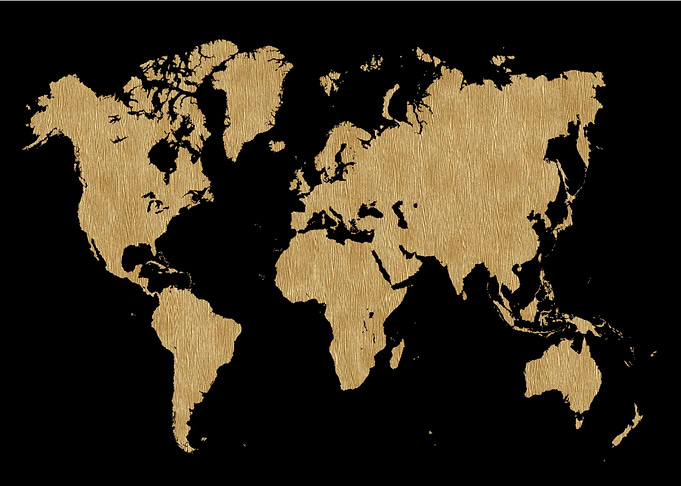 World Map on Black Background