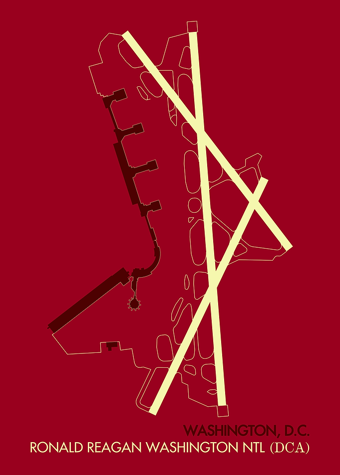 Ronald Reagan Airport Map Art