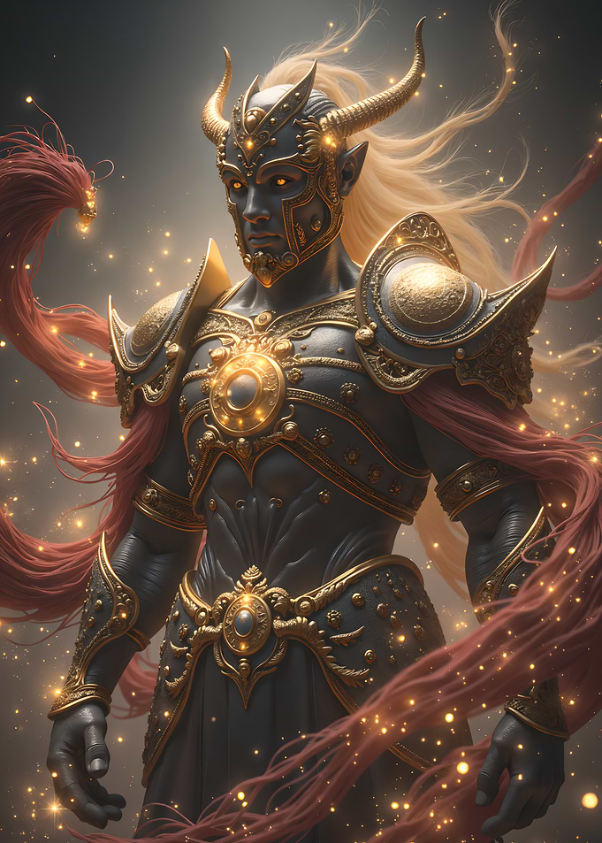 Horned Warrior in Golden Armor