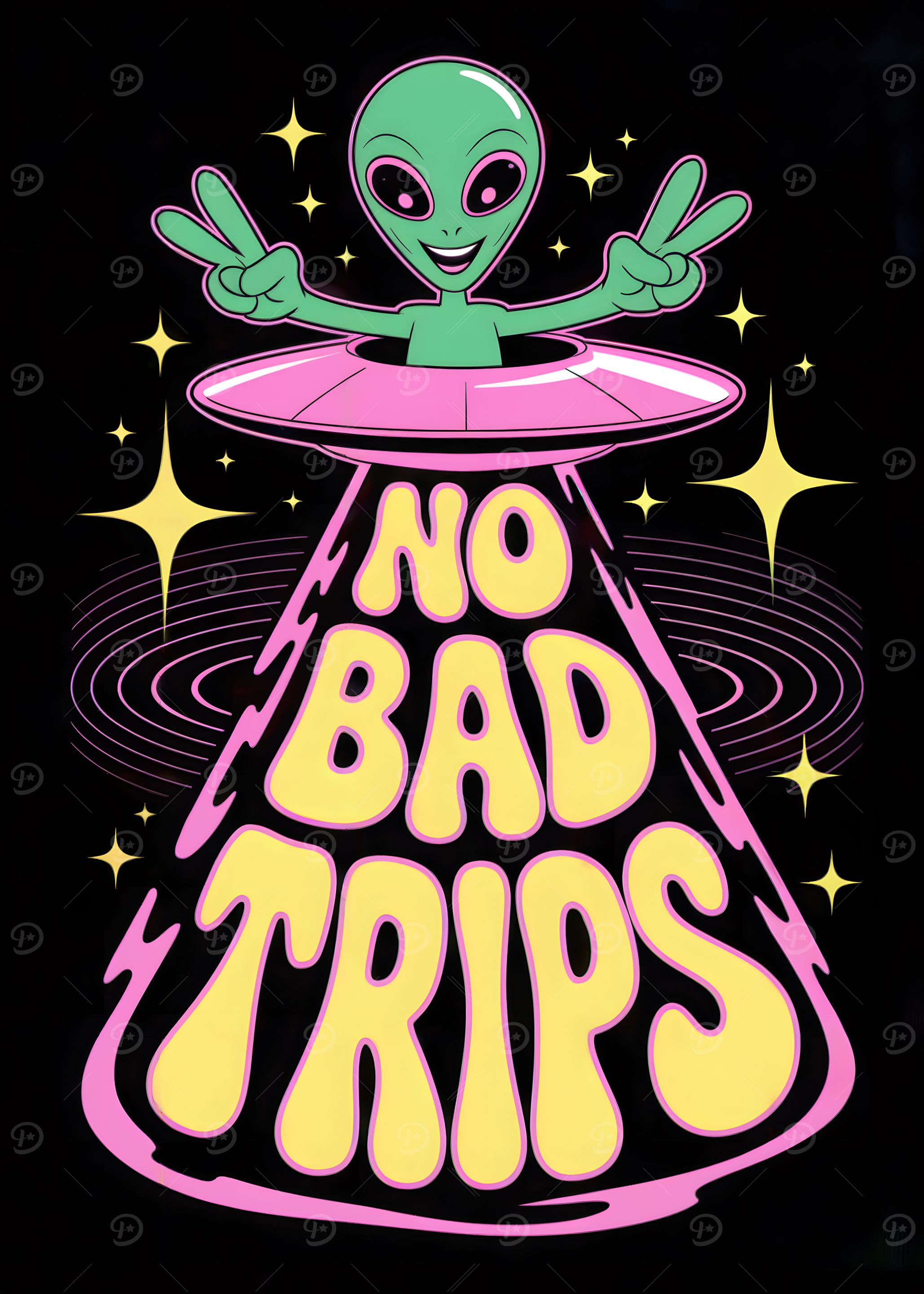 Alien UFO No Bad Trips Art