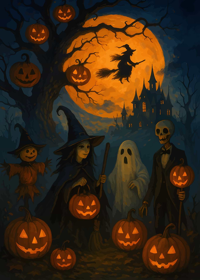 Halloween Night with Witch and Friends
