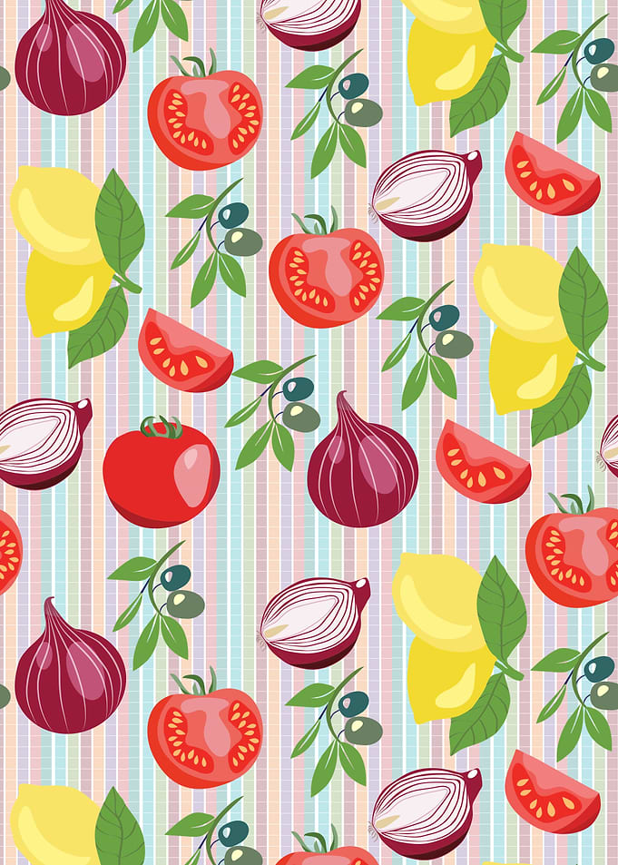 Colorful Vegetable and Fruit Pattern