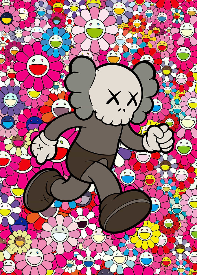 KAWS Running Figure with Flowers