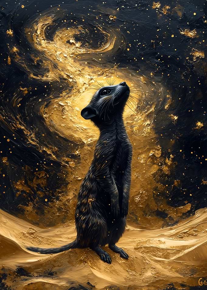 Meerkat Gazing at Golden Galaxy