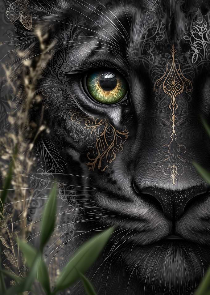 Ornate Black Panther Portrait