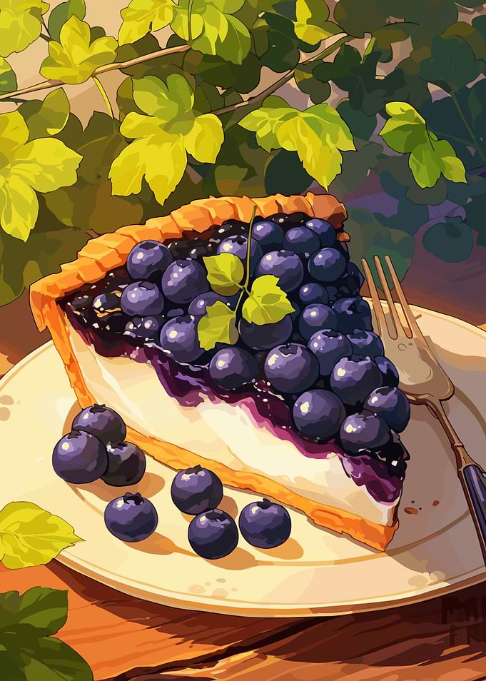 Blueberry Pie Slice with Fork