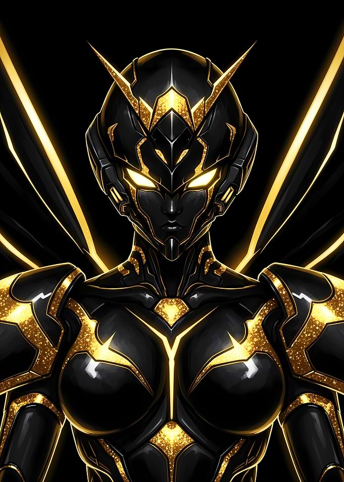 Black and Gold Futuristic Female Warrior