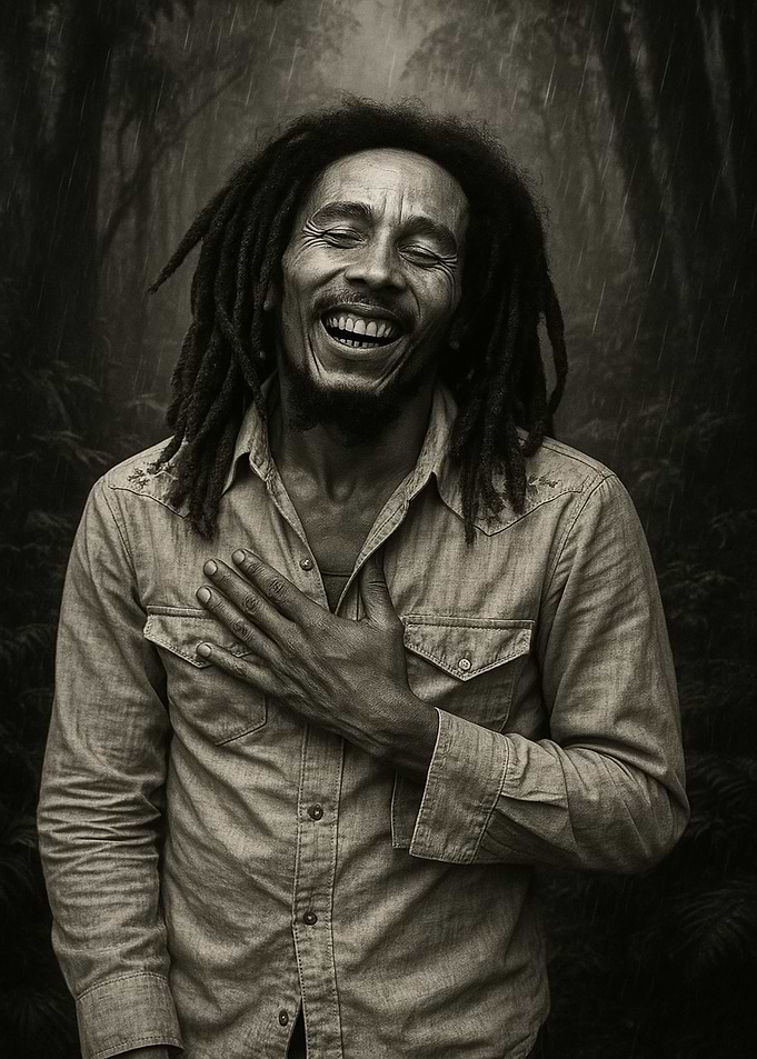 Bob Marley Portrait in the Rain