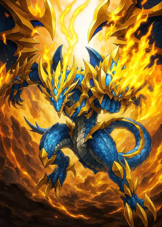 Blue and Gold Dragon Flames