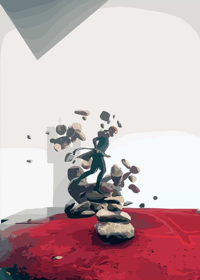 Control Game on Rocks with Abstract Background