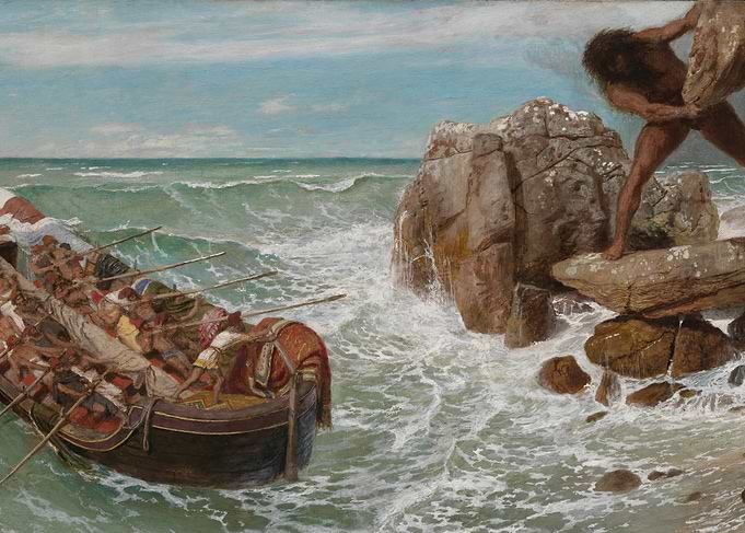 Seascape with Boat and Figure on Rocks