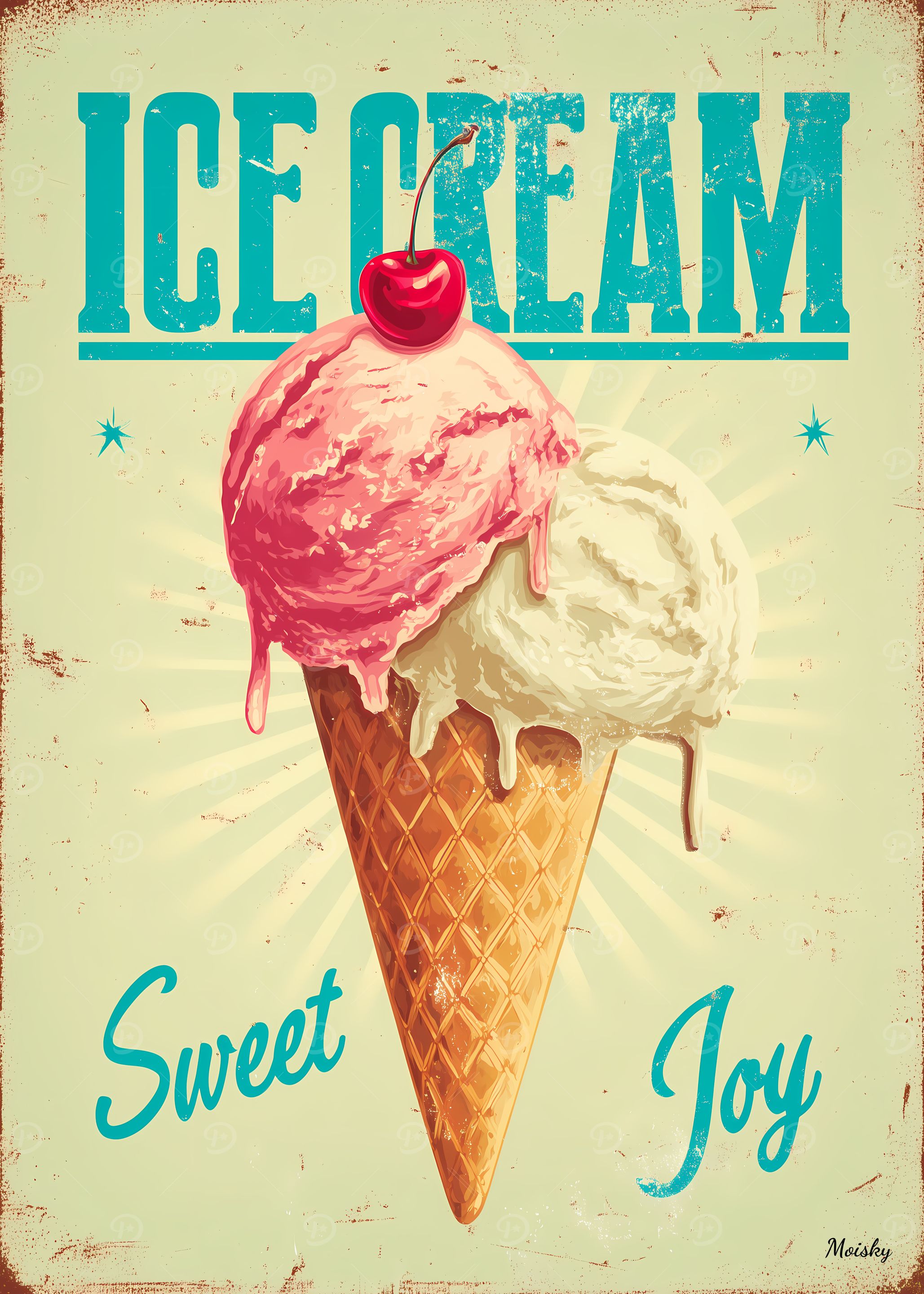 Retro Ice Cream Vintage Sweet Joy Wall Art