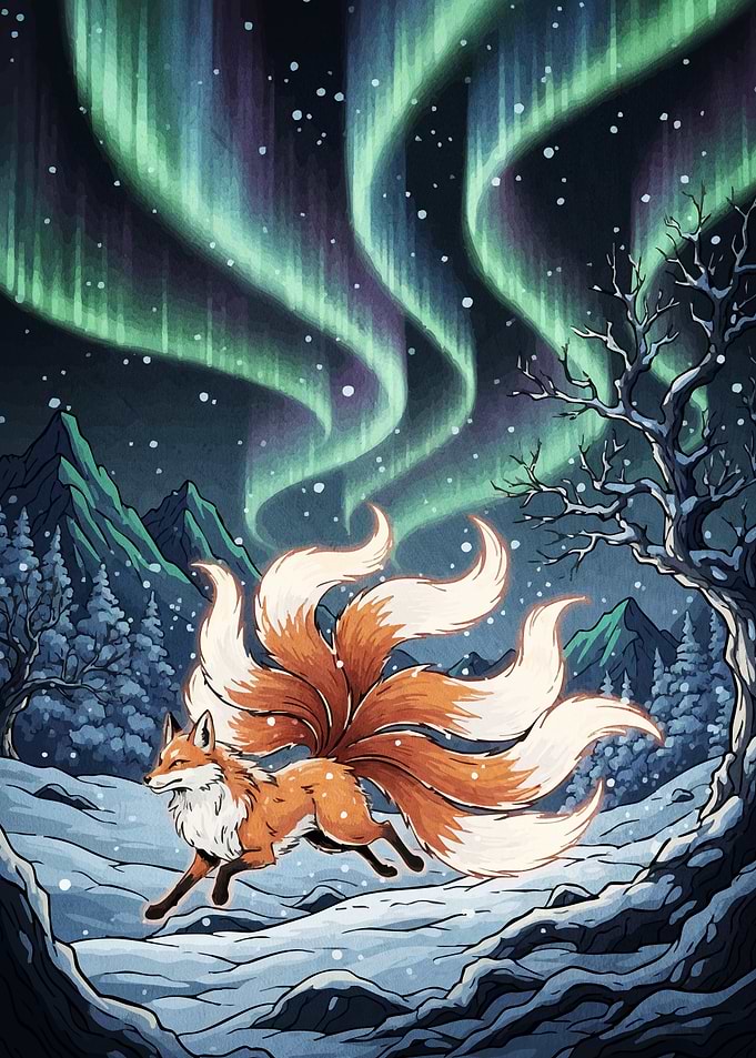 Nine-tailed Fox Aurora Borealis