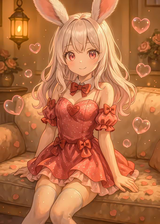 Anime Girl with Bunny Ears and Dress