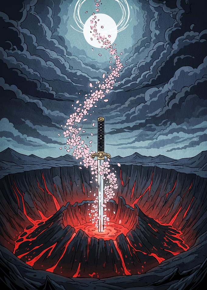 Sword Volcanic Crater Cherry Blossoms