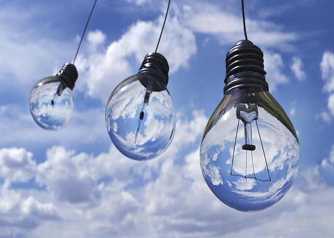 Light Bulbs Reflecting Sky