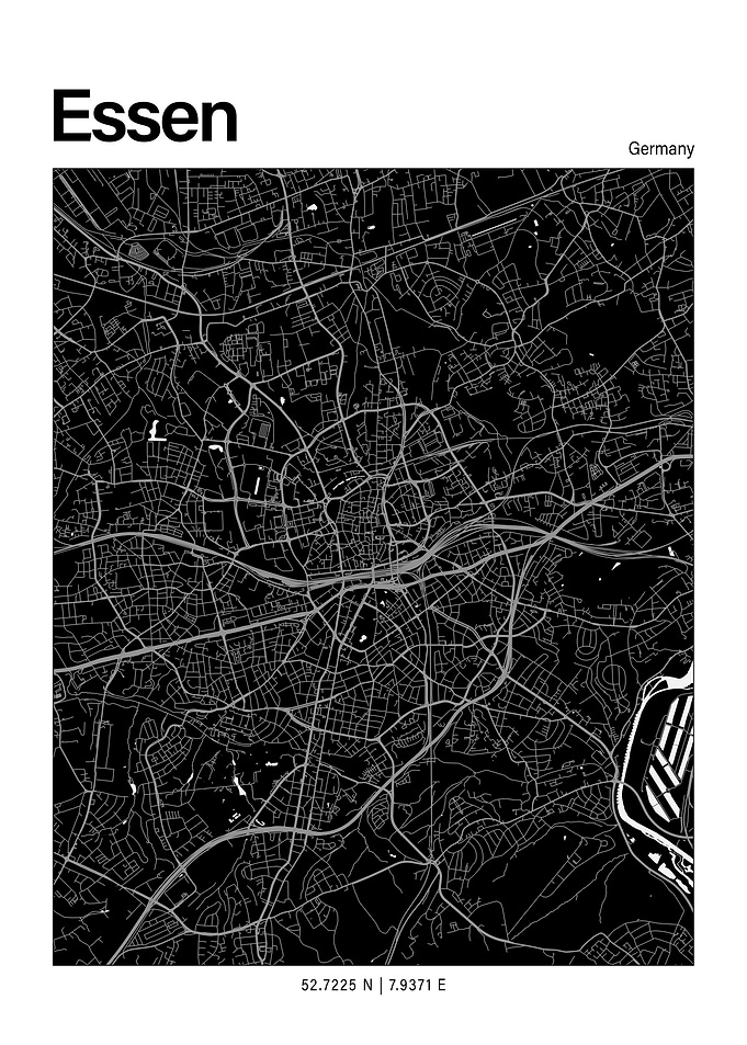 Essen Black and White Map