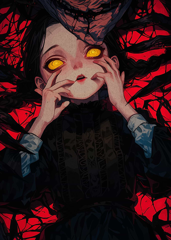 Creepy Girl with Glowing Eyes