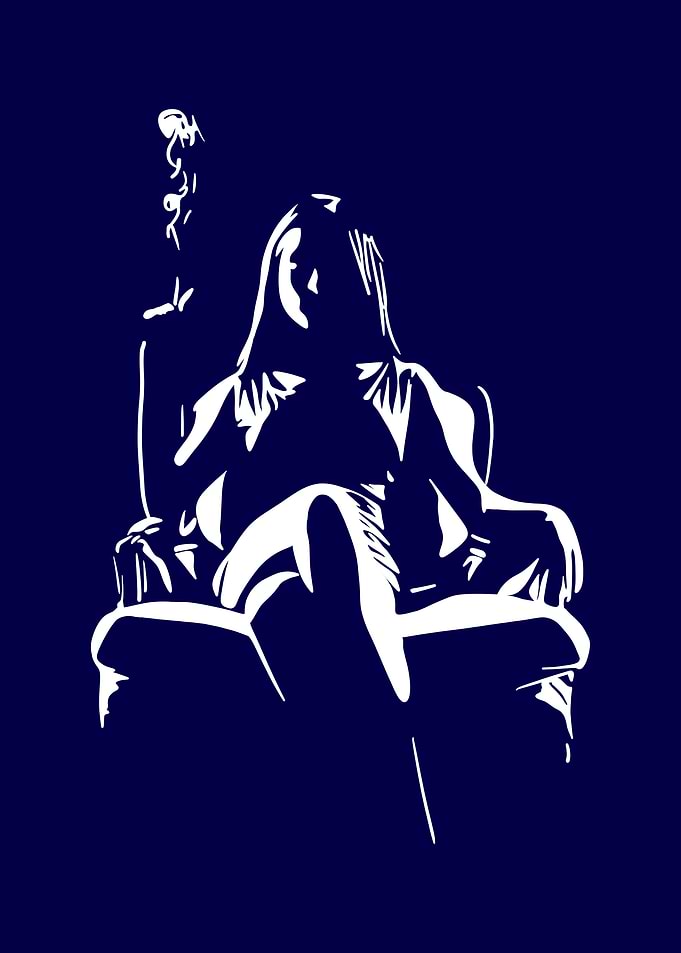 Woman Smoking in Chair Silhouette