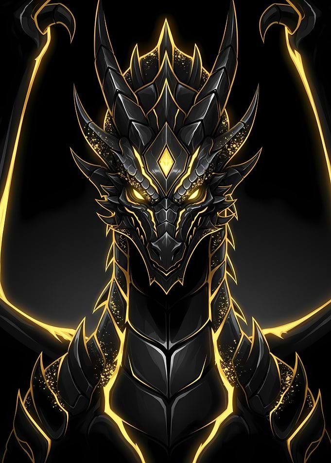 Black and Gold Dragon Portrait
