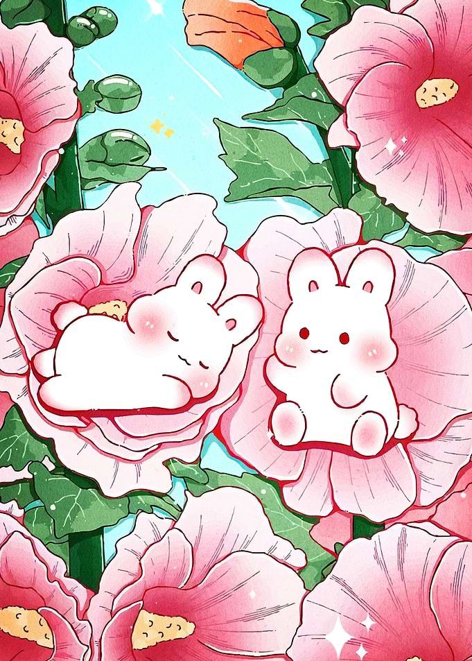 Cute Bunnies Flowers