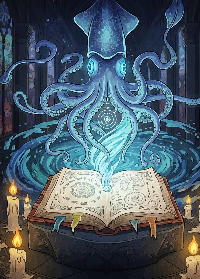 Mystical Squid and Spellbook