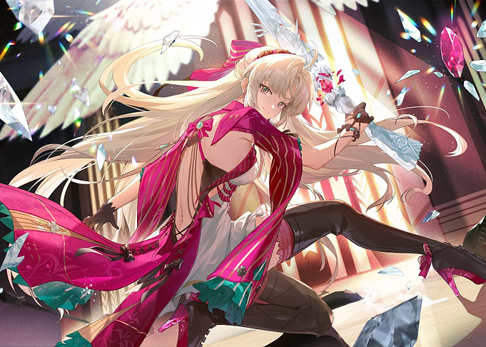 Girl with Sword and Pink Outfit