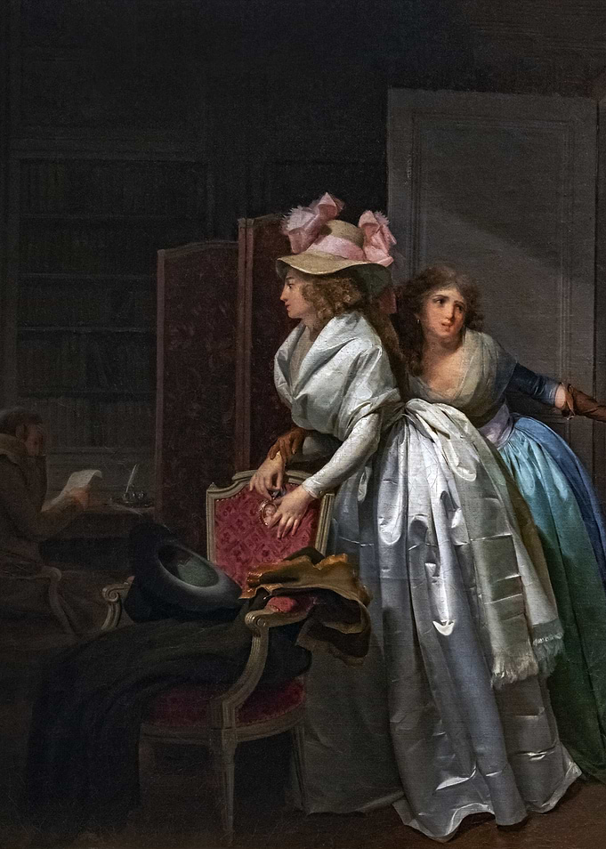 Two Women and a Reader Painting