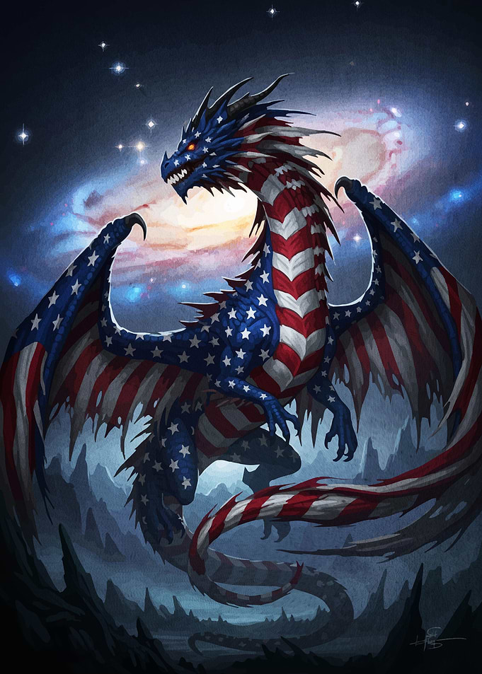 American Flag Dragon Fantasy