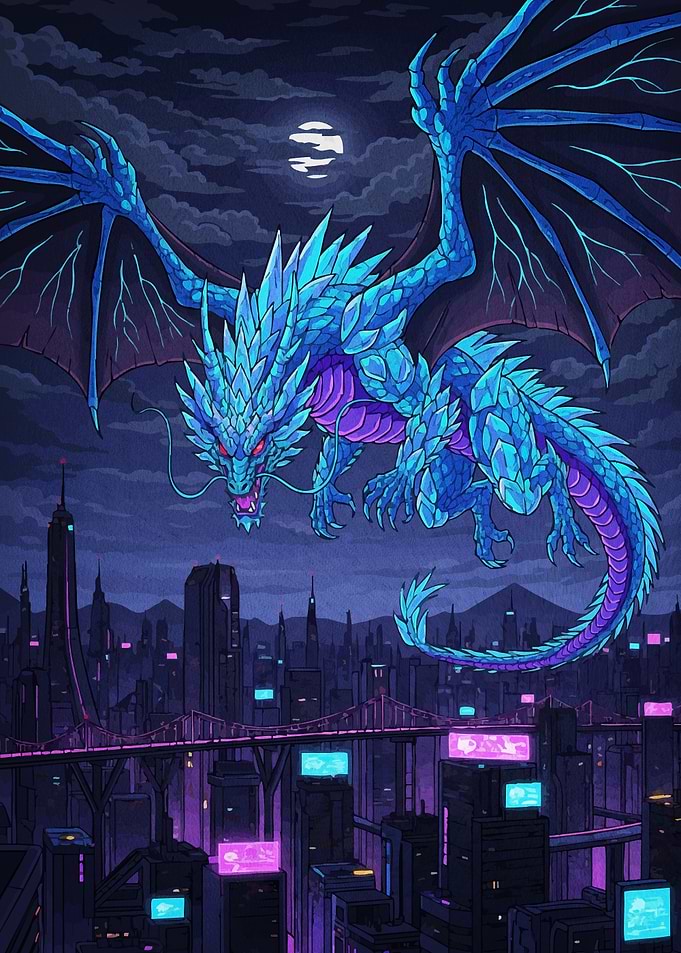 Cyberpunk Dragon Cityscape