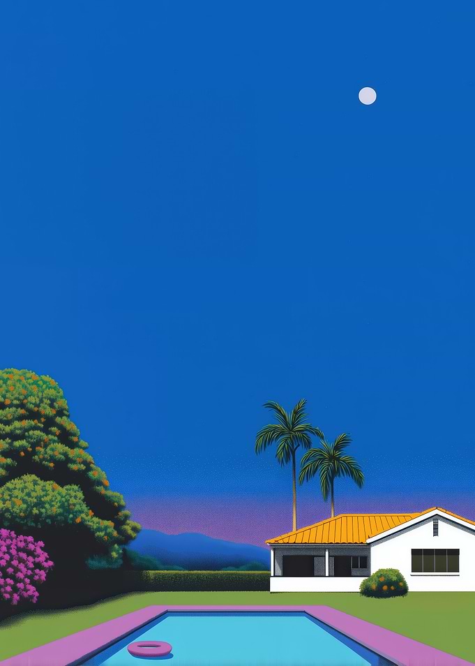 Vaporwave Poolside 80s Summer Dreamscape