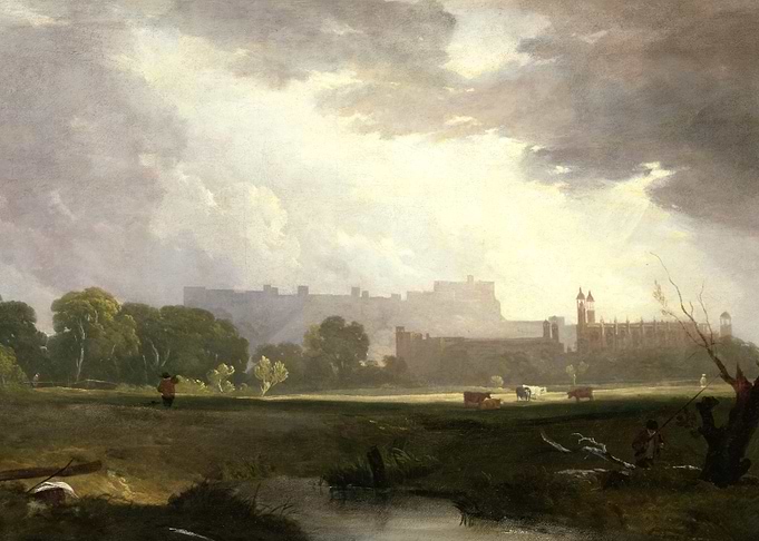 Landscape with Castle and Cows Painting