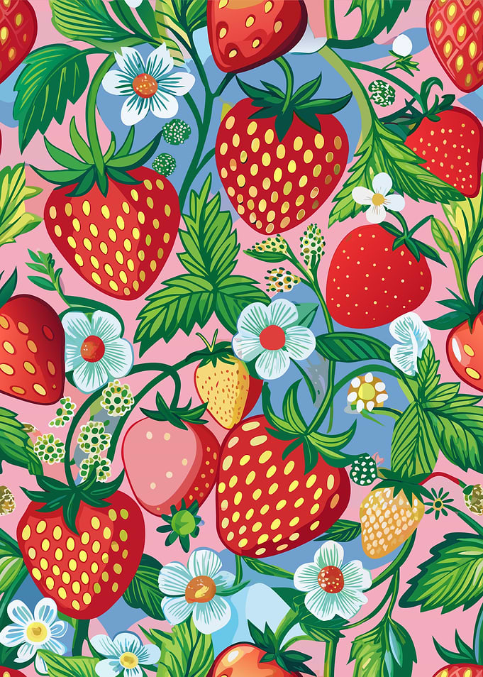 Strawberry and Flower Pattern