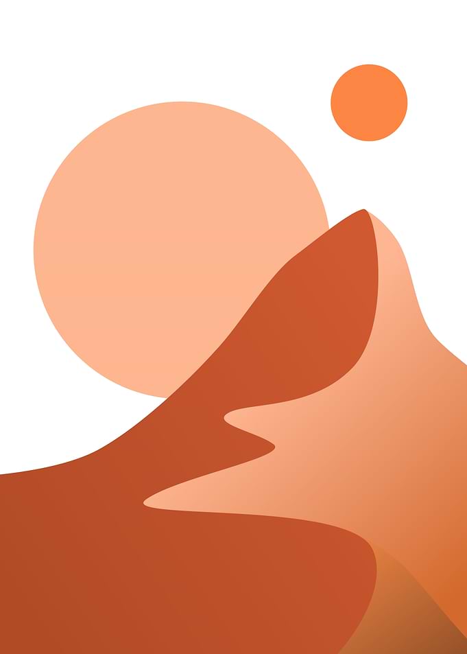 Minimalist Desert Landscape with Sun