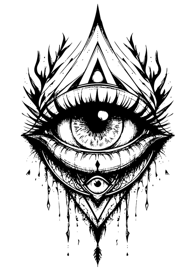 All-Seeing Eye Black and White Art