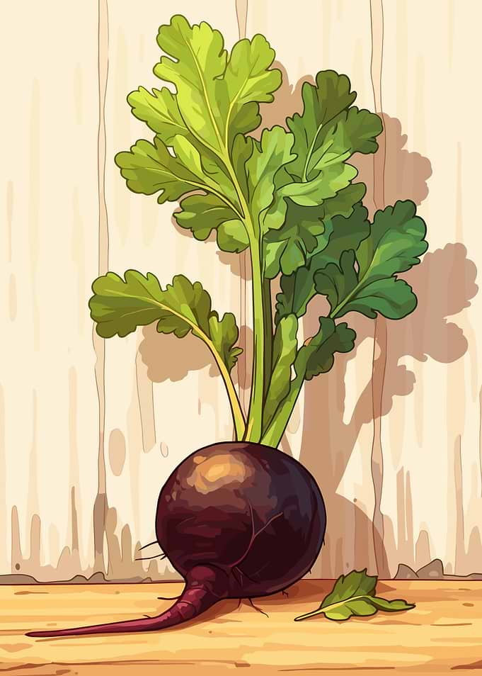Turnip with Green Leaves Illustration