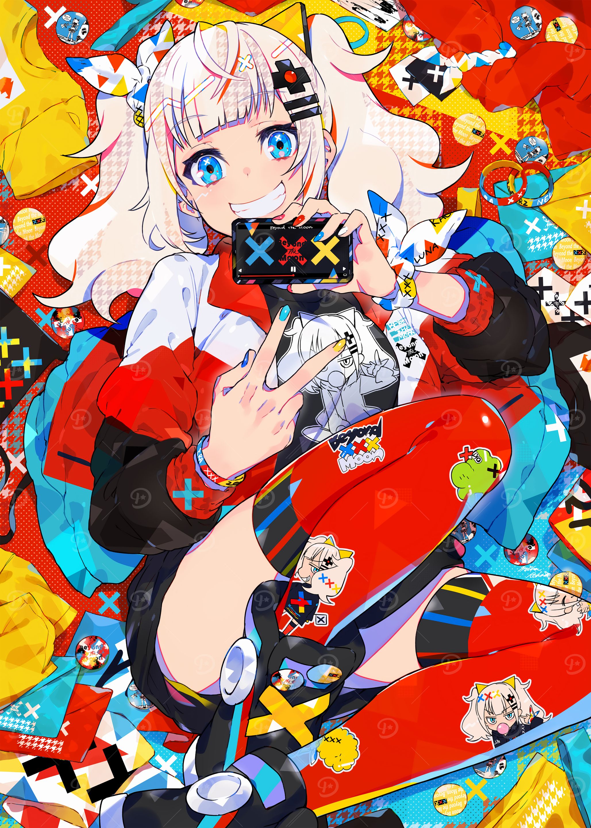 Anime Girl with Colorful Background