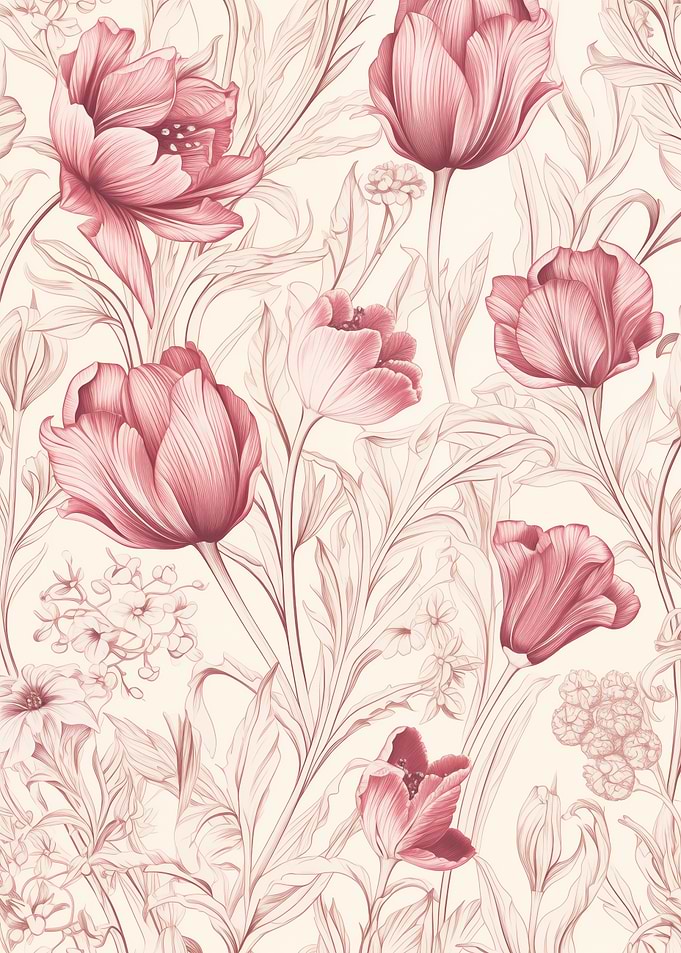 Floral Pattern Red Tulips
