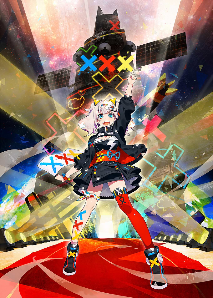 Anime Girl with Satellite Background