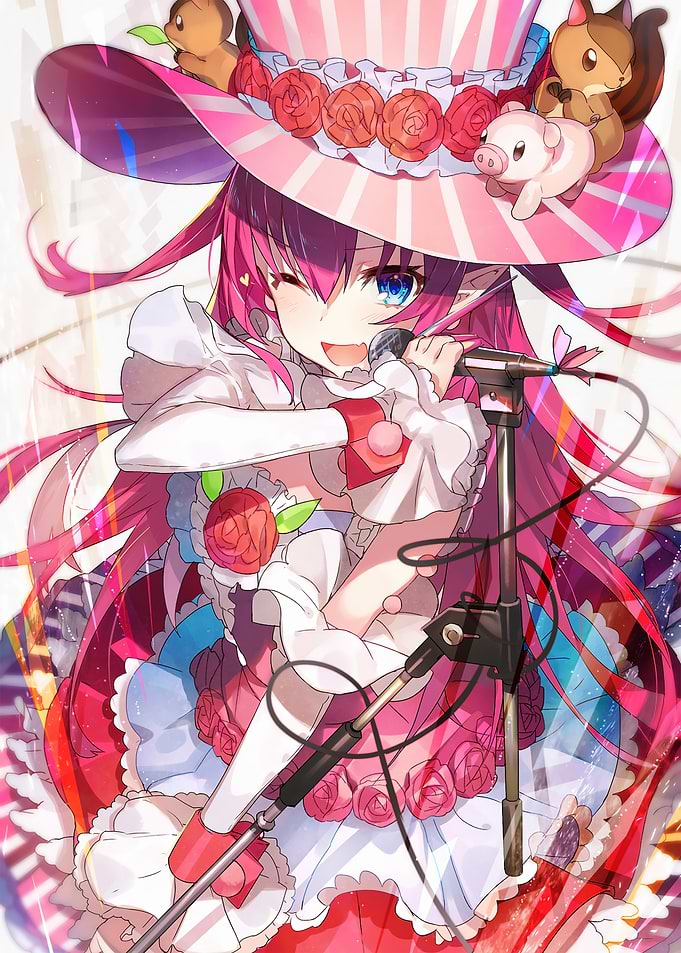 Anime Girl Singing with Microphone
