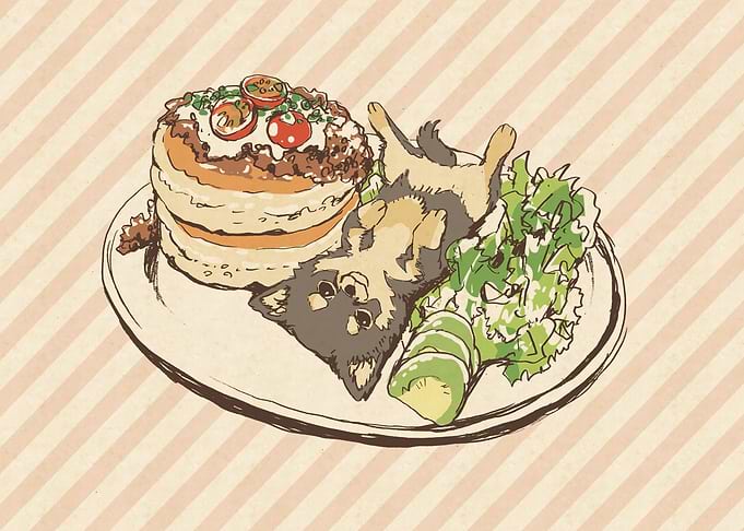 Dog on a Plate with Food